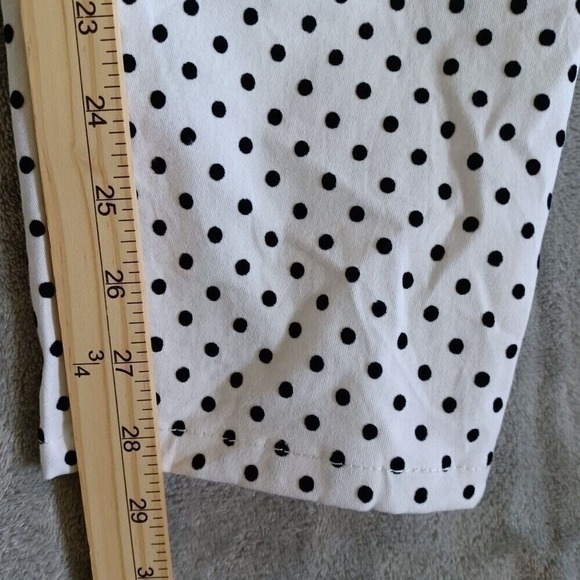 Chicos Sz 2 / 12 Ankle Pants Polka Dot Straight Leg White Black Casual‎ Classic - Picture 6 of 13